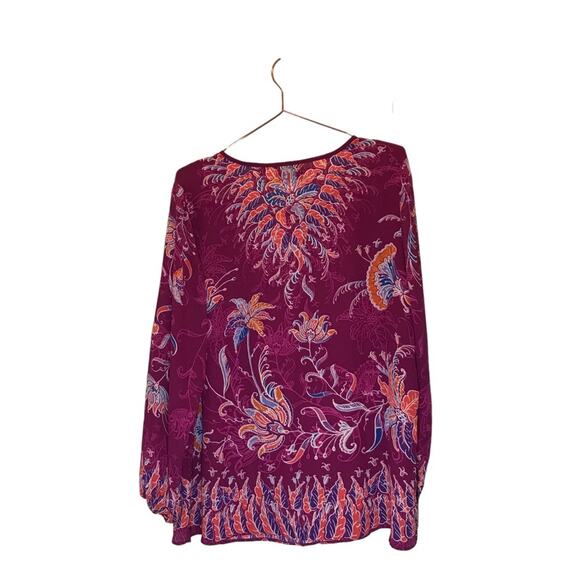 Bob Mackie floral semi sheer v neck blouse new with tag size 1X - Picture 2 of 7